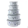 Zestawy naczyń obiadowych Miski z uszczelką er ER Enamel Zestaw kombinezonu 5PCS Preservation Ice Bowl Mini ryż 10-18 cm Dowód DH6KD