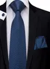 Zestaw krawata na szyi hiie włoski jedwabny granatowy biały kropka Stripe Men039s krawat dla firmy formalny spadek n32263134128