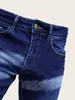 Jeans pour hommes Mens Hole Skinny Mode Lavé Rayé Ripped Slim Denim Pantalon pour hommes Y2K Mâle Hip Hop Zipper Pied Jean Pantalon