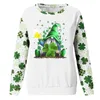 Kvinnors hoodies tröja för kvinnor St Patricks Day Print O Neck Round Fit Pullover Topps Casual Long Sleeve Workout Shirts