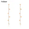 Dangle Earrings ZooMango Stainless Steel Love Heart Tassel Rose Gold Color Fashion Bohemia Party For Women ZE20242