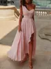 Casual Dresses EACHIN Summer Pink For Women 2024 Sexy Vintage Y2k Long Party Dress Formal Occasion Bridesmaid Gown Vestidos