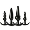 Black Anal Sex Toy 4pcsset Butt Plugs Adult Products for Women and Men TPR Anus Toys9001916