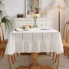 Table Cloth French Romantic Cotton Tablecloth Pure White Skirt Shape Tea Embroidered On The Bench