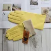 Damen-Handschuhe in Lederfarbe, Schaffell, klassischer, gerader Stil, Strickfutter, Frühling, Fahrhandschuhe, Herbst 240125