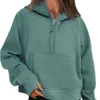 LULULEMENI Autumn Winter Yoga Suit Scuba Hoodie Half Zip Women's Sports Sweater Loose Gym Jacket Fiess Short Plush Coat Sweatshirmm 2024