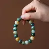 Bracelets de charme Corde à la main Doigts enveloppés Jade blanc doux Bodhi Perles de baril vert progressif jouant la récitation pour hommes et femmes