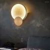 Lampy ścienne Nordic okrągły marmur LED Nowoczesne proste mosiądz/żelazo kreatywne korytarz do sypialni korytarz koryta