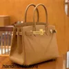 Tas Bk Tote Volledig met de hand gestikt Origineel Fabriek Epsom Palm Leren handtas Bk30 Luxe Leer Dames Goud Bruin