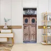 2pcsset Retro Simulation Wooden Door DIY Art Mural Stickers Living Room Bedroom Corridor Decoraion Peel Stick Wallpaper 240129