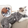 Kostiumy kotu Pet Cute Pajamas Leopard Printing Płaszcz Ubrania pies piesek bawełniana koszula