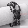 Charm Bracelets Big Skl Bones Bracelet Statement Gothic Jewelry Stainless Steel Skeleton Men Bangles Rock Punk 240130 Drop Delivery Dhm5C