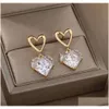 Stud Heart Earrings for Women Girl Steel Gold Plated Love Ear Drop Earring Par 2023 Ny i trendsmycken R231117 Drop Delivery Otyle