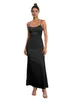 Lässige Kleider für Damen, ärmellos, Fleck-Maxikleid, sexy, rückenfrei, zum Binden, lang, elegant, einfarbig, Cocktail-Party, Clubwear