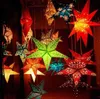 Nuova lanterna di carta con stella stampata colorata da 60 cm per decorazioni natalizie per feste di nozze, paralumi in carta a led