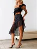 Skirts Fashion Women Tops Skirt Suit Sleeveless Off Shoulder Ruffle Crop Vest Summer Casual Outfit Club Street Style S-XL