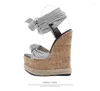 Sandales Maogu Designer Talons Hauts Chaussures Cheville Sangle Dames Bout Ouvert Sandale De Luxe 2024 Plate-Forme D'été Wedge Sandels Femmes Espadrilles