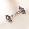 2PCS G23 Nipple Barbell with CZ Bezelセット内部スレッド産業用イヤリング耳バーピアスジュエリー240311