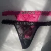 Kvinnors trosor thong med namn anpassade 2 st/set strass bokstäver midje kedja för kvinnor sexig tjej spetsträng bikini anpassade trosor