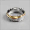 Eheringe Mode Gold Farbe Frauen Qualität Edelstahl Paar Ring Geschenk für Liebhaber Verlobungsversprechen UTR8037 Drop Lieferung J Dh9Px