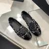 Casual Shoes Tweed Paris Designer Black Ballet Flats Women Quilted Leather Slip On Ballerina Ladies