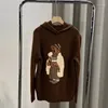 Suéteres femininos Natal 2024 Cartoon Bear Sweater Mulheres Roupas de Inverno Moda Manga Longa Pulôver de Malha 90% Lã 10% Cashmere Casaco