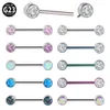 Paar G23 Dubbele CZ Nipple Barbell Ring Opal Piercing Shield CZ Tongringen 14G Body Jewelry 240127