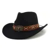 Bullhead Riem Fedora Hoeden Vrouwen Mannen Roll Brim Western Cowboy Vilten Hoed Perzik Hart Hoge Hoed Outdoor Paardrijden Zonnehoed