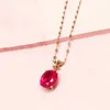 Kedjor 585 Purple Gold Plated 14k Rose Inlaid Oval Ruby Pendant Simple Farterfly Necklace Ladies Exquisite Fashion Jewelry Gift