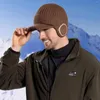 Boll Caps Herrfleece Ear Baseball Hat Pullover Outdoor Cold Proof och Warm Stacke Woolen Wide Winter Hats For Men with