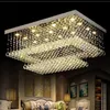 Modern Contemporary Remote LED Crystal Chandeliers with LED Lights for Living Room Rectangular Flush Mount Ceiling Lighting Fixtur285z