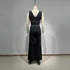 Casual Dresses 2024 Luxury Black Sleeveless Cut-Out Diamonds Maxi Women Jumpsuits Fashion Party Club Street Lady Clothing