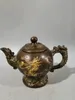 Bottles Embossed Dragon Playing Beads Purple Copper Gilded Tea Pot Home Decoration Ornaments