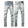 Street modedesigner lila jeans män knappar flyger svart stretch elastisk mager rippade jeans knappar flyger hip hop varumärke byxor jeans för kvinnor vit bl 4nxjpurp