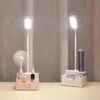 Rechargeable Led Table Lamp With Fan Touch Dimmable Desk Lamp Eye protection Reading Light For Kid With Phone Hoder Pen Holder H22240Q