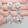 Stud Earrings Clear Bride Flower Teardrop Austrian Crystal Fashion Bridal Jewelry