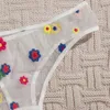 Bras Sets Multi Color Flower Sexy Lingerie For Fine Women Mini G-String Back Button Perspective Sleepwear Underwear Set Lace