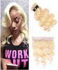 613 Blonde Human Hair Bundles 3Pcs With 1pc Lace Frontal Soft And Smooth Hair Blonde Brazilian Virgin Hair Bundles With Frontal C2197086