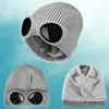 Beanies 2022 Winter Glasses Hat CP Ribbed Knit Lens Beanie Street Hip Hop Knitted Thick Fleece Warm For Women Men6015021