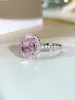 Bagues de cluster Bague en argent sterling 925 en forme d'œuf en forme d'œuf en forme de diamant rose associée à des bijoux de mariage haut de gamme à haute teneur en carbone en gros