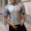 Men's Polos Mes Spring And Summer Slim Button Blouse Printing Short Sleeve Shirts Top Street Vintage Camisetas Hombre