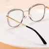 Solglasögon varumärkesdesigner mode läsglasögon för kvinnor lyxiga runda stora ram datorglasögon anti blå ljus recept