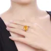 Pierścienie klastra duże 5 S żółte kryształowe kamienie cytrynowe 5A Diamenty cyrkonowe kwiaty dla kobiet 18 -karowe złoto paski biżuterii Prezenty