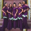 Brudtärklänning Afrikansk arabisk druvan Juniorklänningar plus storlek Mermaid Long Elastic Satin Bowns For Black Women Wedding Gäster bär Dhykd