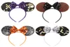 Halloween Funny Mouse Ears Hårband med paljett för Girls Bowknot Handgjorda satin pannbandsfestival Party Kids Hair Accessories FJ79210037