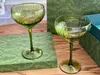 Quality Retro Green Wave Edge High Foot Middle Ancient Glass Wine Glass Wine Glass Goblet Home Gifts