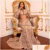 Prom Dresses Fllace Aso Ebi Plus Size High Neck Long Sleeves Illusion Mermaid Evening For Black Women Birthday Party Gowns Second Re Dhkl4