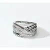 Luksusowy pierścionek biżuterii Rząd w kształcie litery X i pleciony linę Pierścień Pierścień Stylowa Chic White CZ Personalizowana impreza dla kobiet mężczyzn