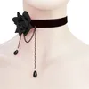 Choker Red Flower Rose Girl Gothic Lolita-Black Lace Collar Necklace Female Jewelry