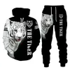 Moletom com capuz masculino The Tiger 3D impresso moletom com capuz outono/inverno manga comprida top roupas casuais